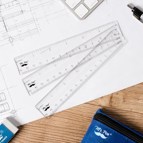 Mr. Pen- Bulk Plastic Rulers, 6 Inch, 50 Pack, Easy-to-Read Markings - color: Clear, size: 50 Pack 6 Inch