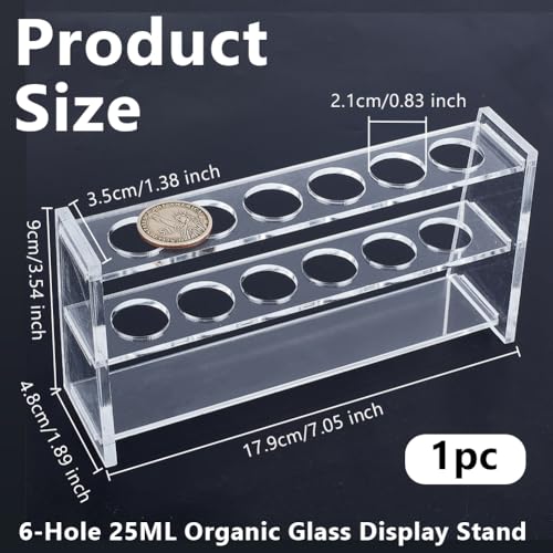OLYCRAFT 6 Holes Acrylic Test Tube Rack 5ML Test Tube Display Stands 0.8 Inch Hole Labortory Display Racks Colorimetric Stand Centrifuge Tubes Rack for Centrifuge Tubes Chemistry Laboratory - size: 6 Holes