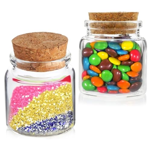 OurWarm 12 Pack 1.7oz Small Glass Jars with Cork Lids, Round Spell Jars - size: 12pcs - 50ml