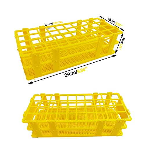 3 Packs Plastic Test Tube Rack, 40 Holes Lab Test Tube Rack Holder for 20mm Test Tubes, Yellow, Detachable (Yellow40)