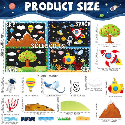 Science Bulletin Board Decorations Science is Everywhere Classroom Bulletin Board Set Sky Space Land Sea Theme Paper Cut Outs for Back to School Classrooms Office Home Decor Wall Door Supplies
