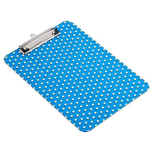JAM PAPER Plastic Clipboards with Low Profile Metal Clip - Letter Size (9 x 12.5) - Blue Polka Dot - Clip Board Sold Individually - color: Blue Polka Dot, size: Single Clipboards