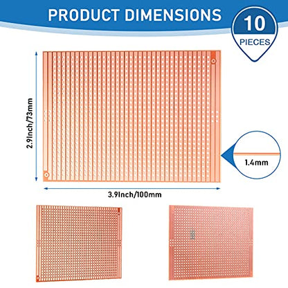 TOODOO 10 Pcs 73mm x 100mm PCB Board Prototype Kit Protoboard