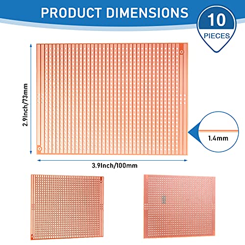 TOODOO 10 Pcs 73mm x 100mm PCB Board Prototype Kit Protoboard