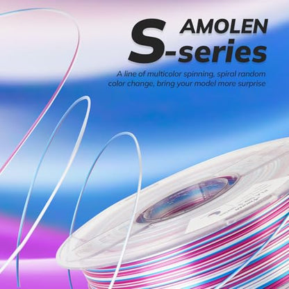 AMOLEN Silk PLA 3D Printer Filament, Shiny Multicolor Rainbow PLA Filament 1.75mm, Fast Color Change PLA 3D Printing Filament for Most FDM 3D Printer, Blue Purple White, 1kg (2.2lbs) - color: Blue/Purple/White