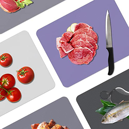 WK Small Flexible Plastic Cutting Boards for Kitchen Set of 5, Non Slip Cutting Mats for Meat, Mini Cutting Board Mats, BPA Free, Dishwasher Safe, 7.3x11.5" - color: Multi Grey - Small - 5
