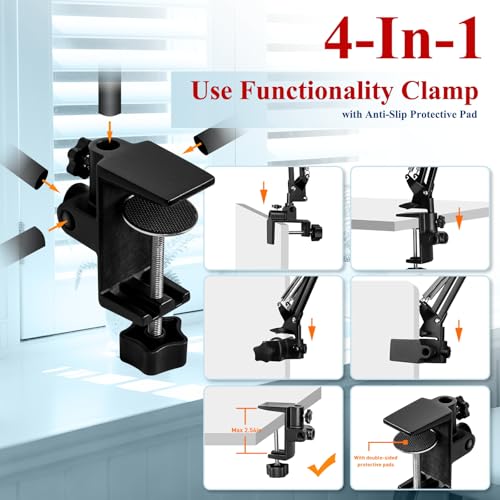 12X Square Magnifying Glass with Light and Clamp, Solder Helping Hand - color: Red, size: 12X