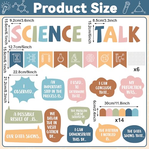 Boho Science Bulletin Board Set Boho Classroom Decorations Science Talk Bulletin Board Decorations Educational Paper Cutouts for Elementary Middle School Wall Decor Back to School Teacher Supplies - style: Boho