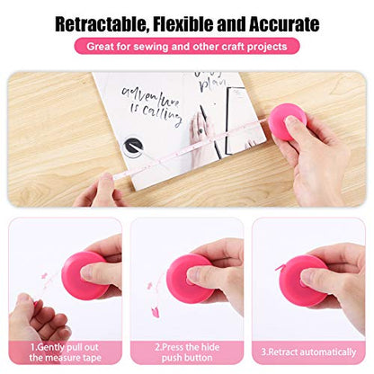 Tape Measure Retractable, Fabric Measuring Tape, 60 Inch Small Sewing Tailor Soft Ruler for Craft Nursing Clothing Medical Travel(3 Pack/Pink) - color: Pink