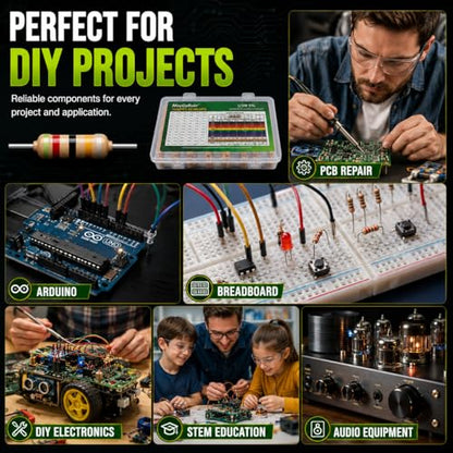 Carbon Film Resistor Kit, 50 Values 1/2W 5% Tolerance Resistors Assortment,0-10M Ohm Through Hole Resistors with Storage Box for Arduino,DIY Electronics Circuit Repair (1/2WJ-50V-1000PCS, Carbon) - style: 1/2WJ-50V-1000PCS
