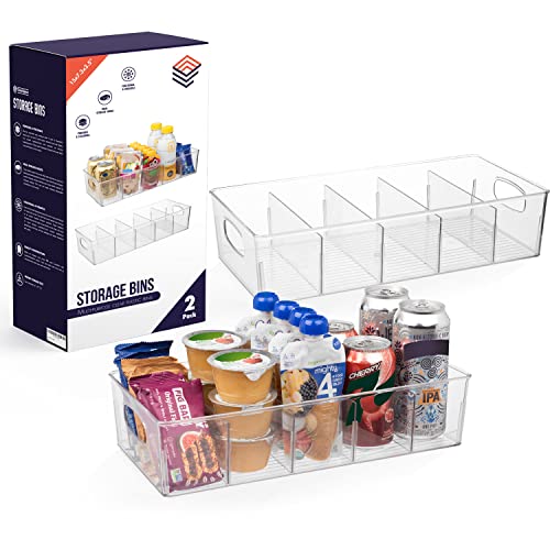 ClearSpace Pantry Storage Bins with Removable Dividers, XL, 2 Pack - size: 15"L x 7.5"W x 3.5"H