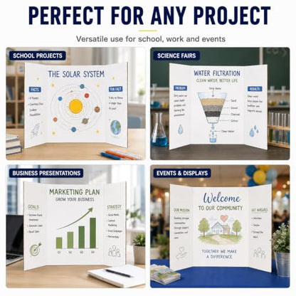 Fold Poster Board 36 x 48 Inch, 3PCS White Trifold Display Board for Science Fair Projects, School Presentations, Exhibits, Classroom and Office Displays - color: White, size: 3PCS