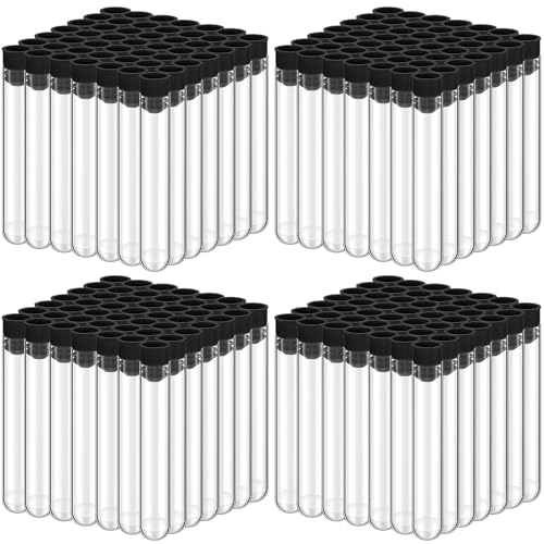 Flutesan 200 Pcs Clear Plastic Test Tubes, 16 x 100 mm(10 ml),Black - color: Black