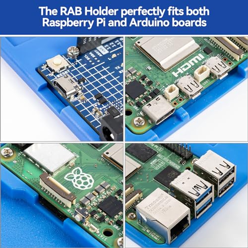 SunFounder RAB Holder for Raspberry Pi Breadboard Holder 5 in 1 Base Plate Compatible with Arduino Uno R4 Minima/WiFi/Uno R3/Mega R3, Raspberry Pi 5 4B 3B+ 3B 2 Model B and 400 800 Points Breadboard - color: RAB for Uno R4 & Pi4