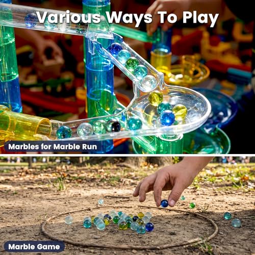 POPLAY 50 PCS Marbles Bulk with Whistle, 0.56 Inch Glass Marbles for Kids - style: clear marble