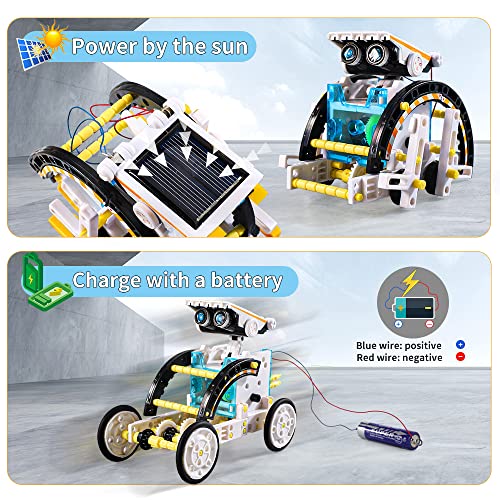 Lucky Doug Toys for Ages 8-13,12-in-1 STEM Solar Robot Kit Toys Gifts for Kids 8 9 10 11 12 13 Years Old, Educational Building Science Experiment Set Gifts for Kids Boys Girls - color: White