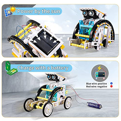 Lucky Doug Toys for Ages 8-13,12-in-1 STEM Solar Robot Kit Toys Gifts for Kids 8 9 10 11 12 13 Years Old, Educational Building Science Experiment Set Gifts for Kids Boys Girls - color: White