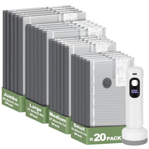 20 Pack Vacuum Storage Bags with Rechargeable Electric Air Pump - size: 20 Combo
