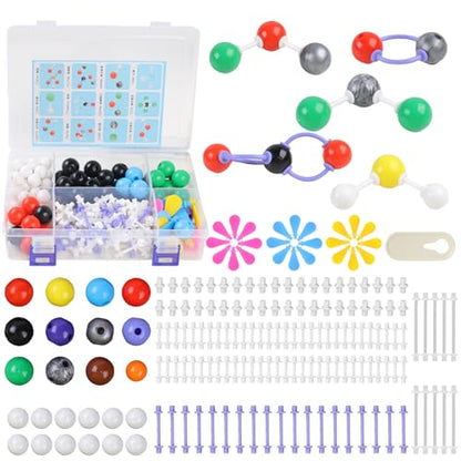 207pcs Chemistry Molecular Model Kit, 79 Atoms 18 Electron Cloud Orbitals 110 Links Bonds, Organic Chemistry Molecule Set For Middle, High School, College Educational, Learning Structure and Reactions