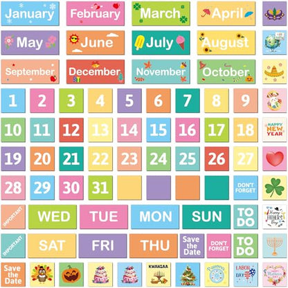 Magnetic Calendar Numbers Double-Sided Month Week Day Holiday Magnets Labels for Home Holiday School Office Kitchen Refrigerator Whiteboard Dry Erase Boards Classroom Teacher Supplies