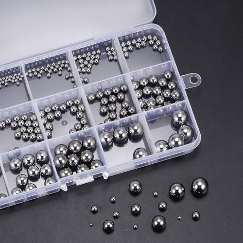 uxcell 350pcs G200 Precision Balls Assortment Kit 1mm 2mm 2.5mm 3mm 3.5mm 4mm 4.5mm 5mm 5.5mm 6mm 7mm 8mm 9mm 10mm 11mm 12mm Stainless Steel Bearing Balls
