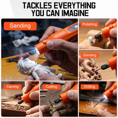 Cordless Rotary Tool Kit 113 Pcs, 5-Speed for 3D Printer Sanding