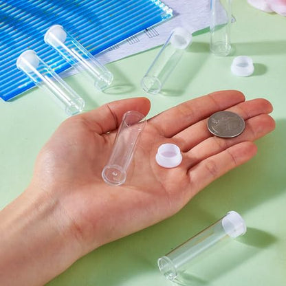 Craftdady 100Pcs Transparent Clear Plastic Small Empty Storage Tubes Bead Container Set Test Bottles Organizers Boxes with Lid 2.16x0.59 (55x15mm) - color: 100 tubes, 55x15mm, Clear