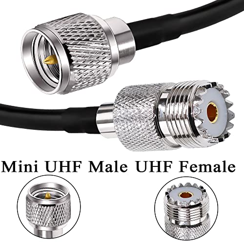 TUOLNK Mini UHF Male to UHF Female Extension Cable Mini Male Plug to SO239 PL259 Female Jack Coax Jumper Cable RG58 for CB Radio Antennas 3.3ft (1M) - size: 3.3ft