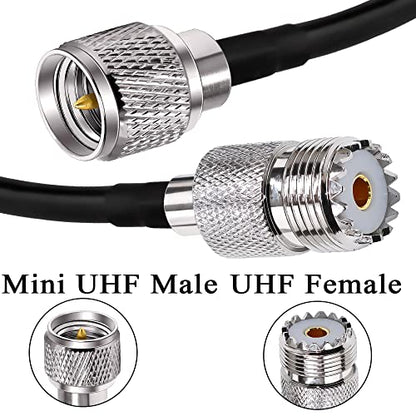 TUOLNK Mini UHF Male to UHF Female Extension Cable Mini Male Plug to SO239 PL259 Female Jack Coax Jumper Cable RG58 for CB Radio Antennas 3.3ft (1M) - size: 3.3ft