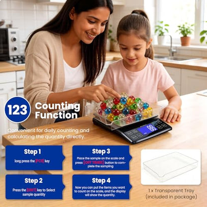 Rechargeable Digital Kitchen Scale, 0.1g Resolution Max 5kg 11Ibs