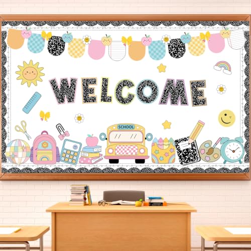 Welcome Back to School Bulletin Board Decorations Set Classroom Decor 70Pcs - color: Notebook Back to School