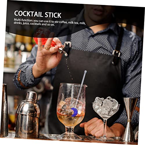 Cabilock 6Pcs Glass Swizzle Sticks, Stirrers for Drink Cocktail, 4.72 Inch Stir Sticks for Mixing Coffee Beverages Cocktails Skewers, Bar Tools for Home Party Bars