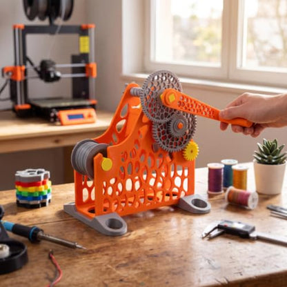 GOWENIC 3D Printer Filament Respooler Hand Cranked 1kg Filament Rewinder, 3D Printer Spool Rewinder, Welding Thread Winder with Smart Tension Control, Manual Spool Winder