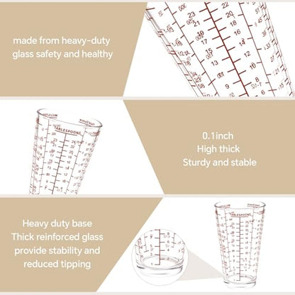 12OZ Heavyweight Glass Measuring Cup Graduated Pint Glass Cup With 5 Scales Liquid and Dry Measuring Cup for Baking - color: Red