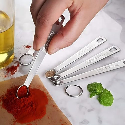 12PCS Measuring Cups and Spoons Set, 7 Stainless Steel Nesting Measuring Cups & 5 Mini Measuring Spoons for Cooking Baking, Dry and Liquid Ingredients Measurement - size: 12PCS Set