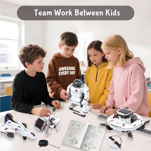 6-in-1 Solar Robot Building Kit for Boys Aged 8-13, Educational Robotic Toys for Kids, Science Kits STEM Toys Birthday Gifts for 8 9 10 11 12 Years Old Boys Girls Teens - color: White