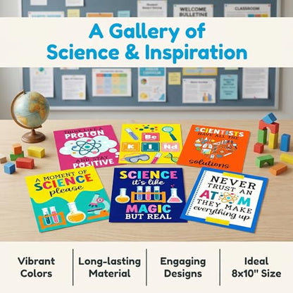 CVDGUFY 6-Pack Science Posters Science Classroom Must Haves for Teachers and Students, Mariah the Scientist Inspired, Vibrant Educational Charts & Posters for Classroom Decor