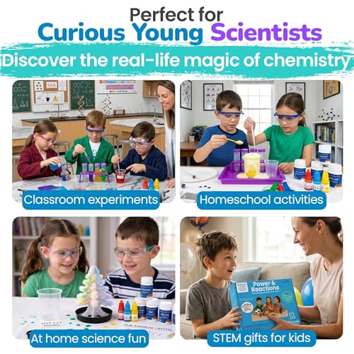 Science Experiment Kit for Kids Ages 8-12 Years - Chemistry Kit Designed By a PhD Chemist & Mom, 46 Hands-On STEM Educational Activities, Gifts for Boys & Girls