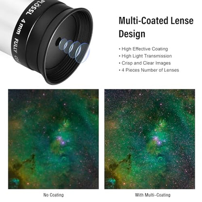 Astromania Telescope Eyepiece 1.25 Inch Plossl Eyepiece Telescope Lense 4mm - size: 1.25" - 4mm