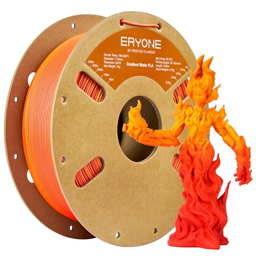 ERYONE Matte Gradient Rainbow 3D Printer PLA Filament 1.75 +/- 0.03mm, Matte Multicolor Filament PLA 1KG(2.2LBS) Spool, Maple Leaf (Red Yellow) - color: Matte Gradient Maple Leaf, size: 1KG