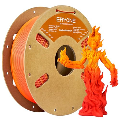 ERYONE Matte Gradient Rainbow 3D Printer PLA Filament 1.75 +/- 0.03mm, Matte Multicolor Filament PLA 1KG(2.2LBS) Spool, Maple Leaf (Red Yellow) - color: Matte Gradient Maple Leaf, size: 1KG