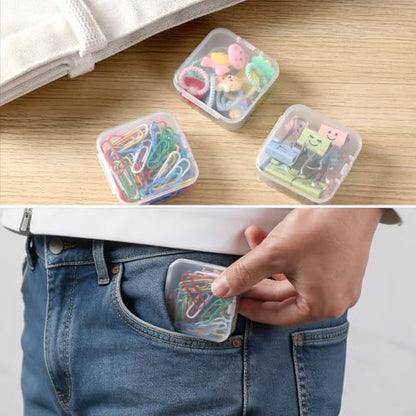 30Pcs Small Clear Plastic Bead Organizer Box with Hinged Lids&Labels Clear