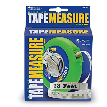 Learning Resources Wind-Up Tape 10 Meters/33 Feet, Early Math Skills, Easy Wind-Up Tape Measure, Construction Play, Ages 5+ (Pack of 2) - size: 10 m (Pack of 2)