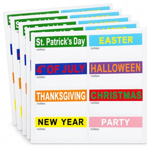 Holiday Color Coded Labels Multi-Pack - 40PCS Seasonal Decoration Storage Stickers for Christmas, Halloween, Easter - Labels for Home, Office & Classroom Organization,Moving Supplies