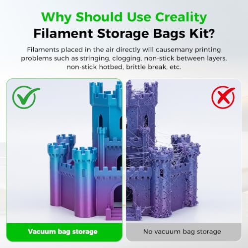 Creality 3D Printer Filament Storage 10 Storage Bags with Hand Pump, 15.75x15.75 inch, Premium Cleaning Drying Sealed, 3D Filament Dryer for 1kg 3D Printer Filament - color: 10 Vacuum Bags With Hand Pump