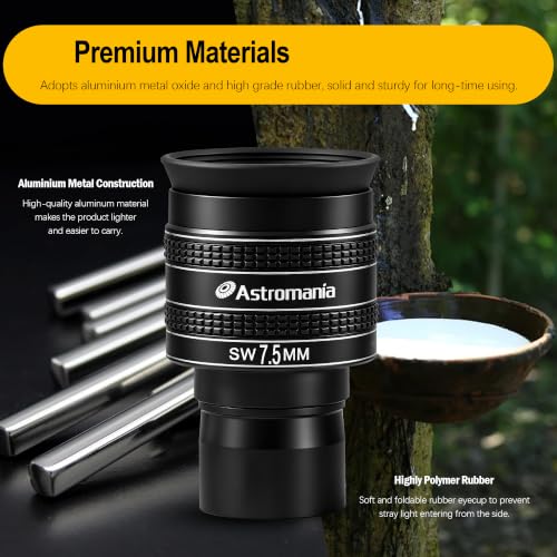 Astromania Telescope Eyepiece 7.5mm Wide Angle 58° Planetary Eyepiece 1.25" - size: 7.5MM