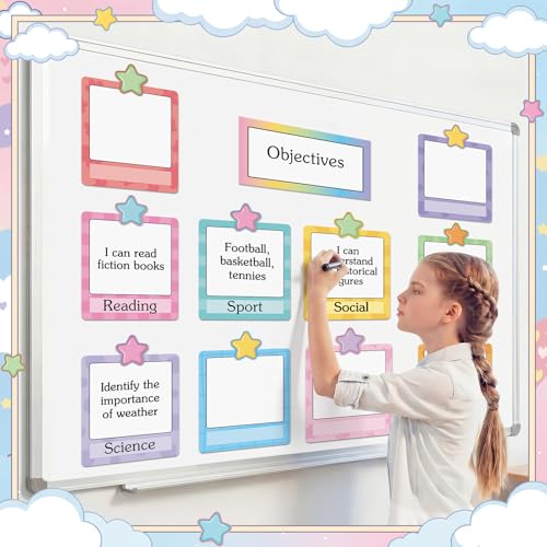 16 Pcs Magnetic Write Wipe Organization Chart, Stars - style: Stars