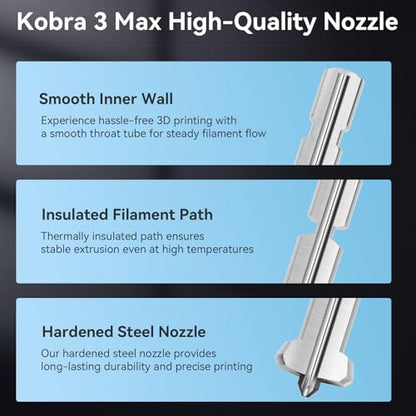 3PCS Kobra 3 Max Combo Hardened Steel Nozzle,High Flow&High Speed Quick-Swap 0.4mm Print Head Extruder Hot End Kit Compatible with Anycubic Kobra 3 Max/Kobra 3 Max Combo 3D Printers