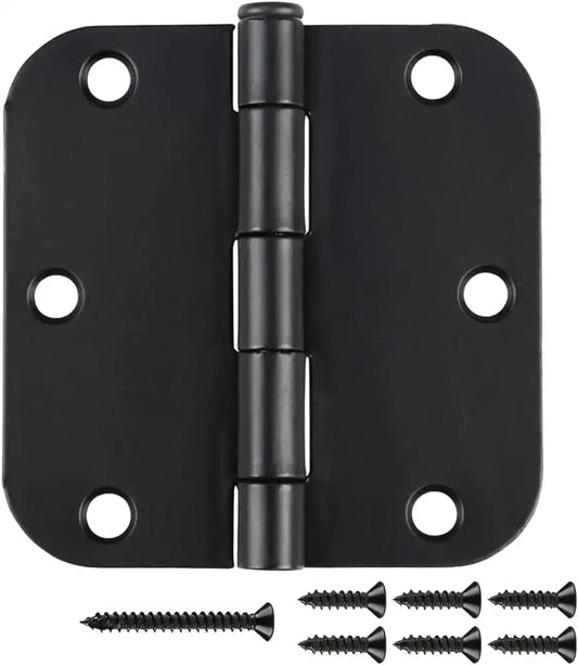 3 Pack Rounded Matte Black Door Hinges 3.5 Inch with 5/8" Radius - color: Matte Black No Squeak, size: 3 Pack
