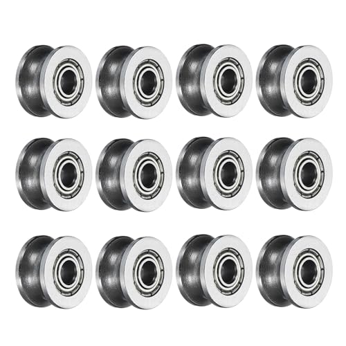 uxcell 12pcs U624ZZ U Groove Track Guide Bearing 4x13x7mm U Groove Roller Wheel Carbon Steel Bearings, ABEC3 - size: TU0310